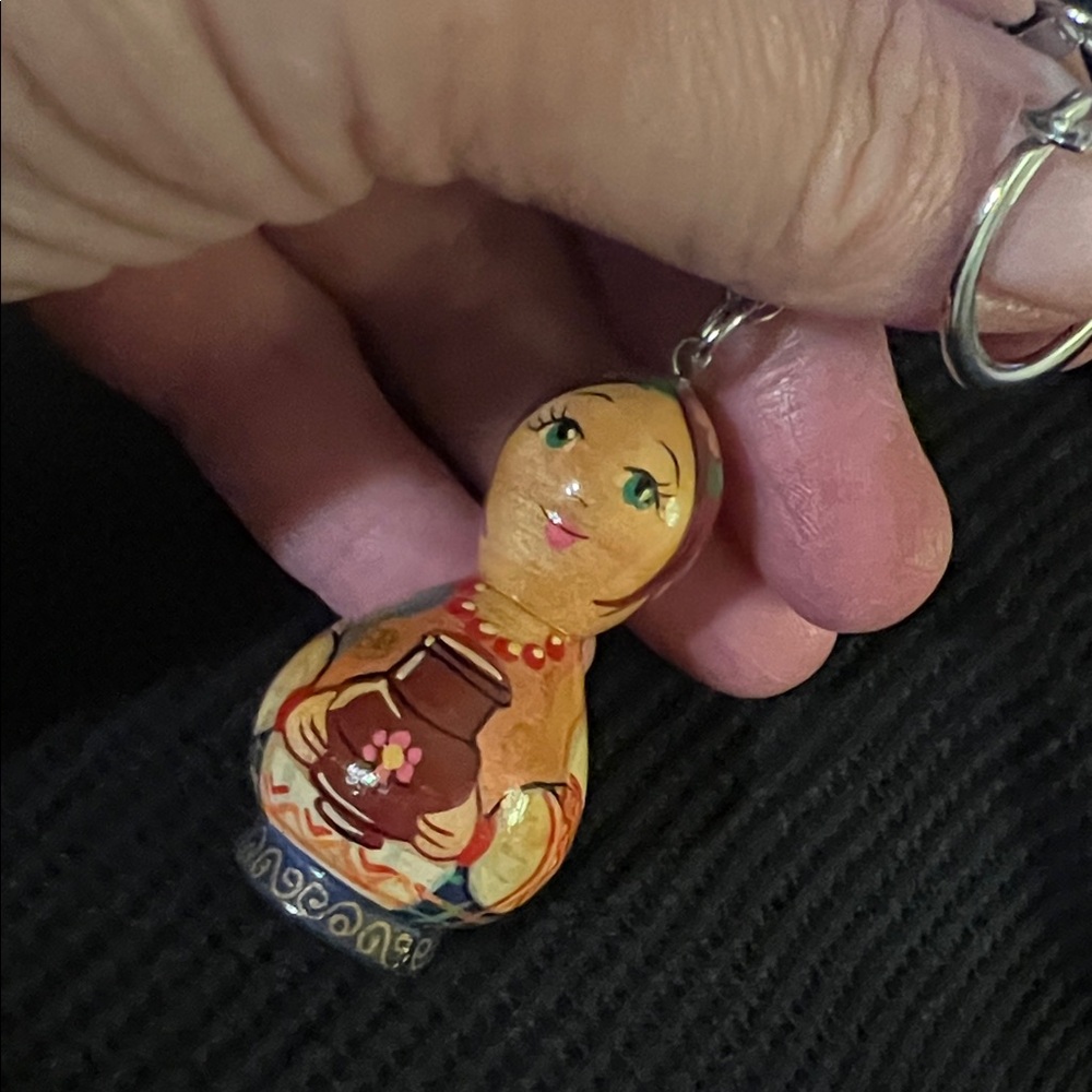 Vtg Russian Painted Keychain
